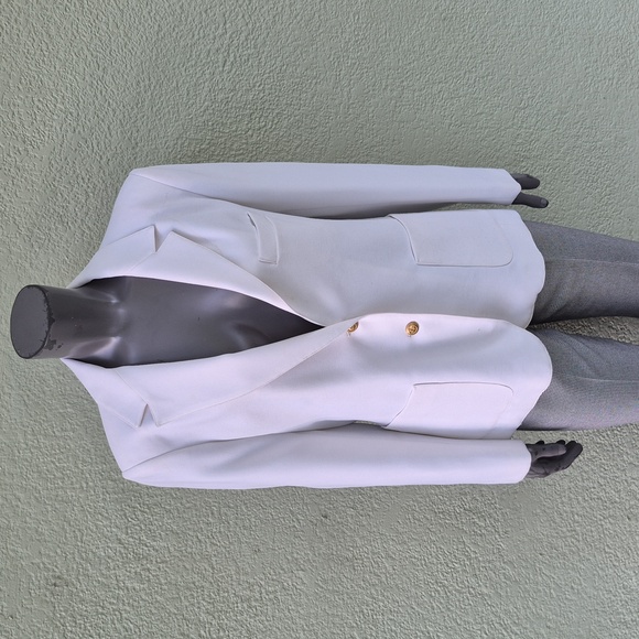 Kay Warner Original Elegant White Women's Vintage Gold Button Blazer